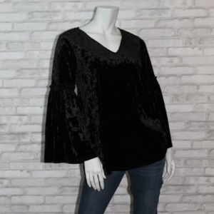 KAREN KANE Boho Bell Sleeves Velvet Black 70s Vibe